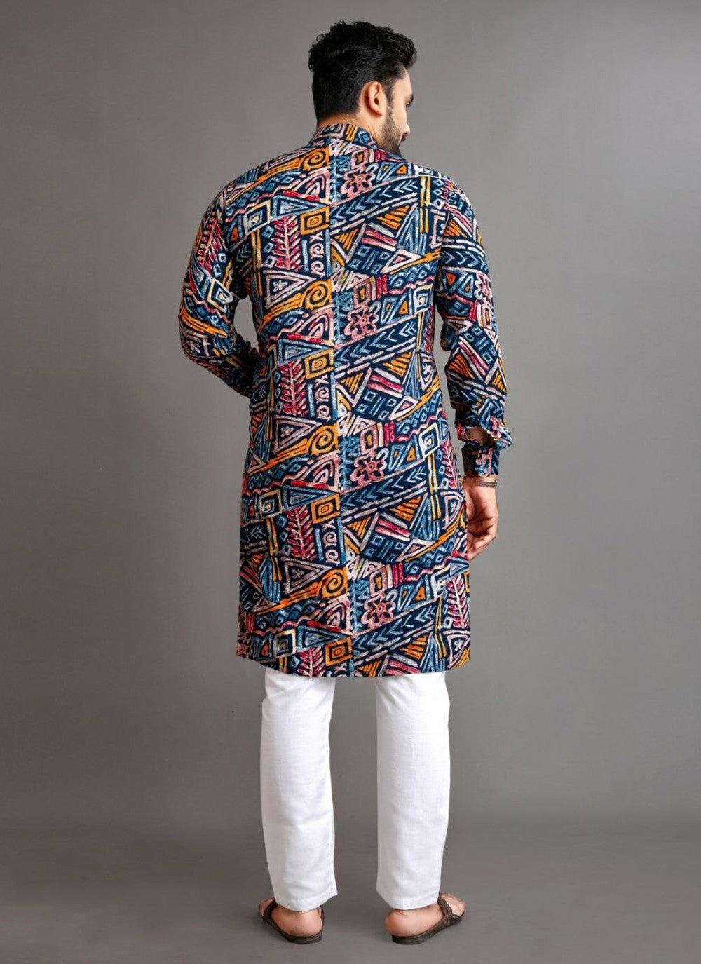 Foliage Prints Cotton Multi Colour Kurta Pyjama - M8330