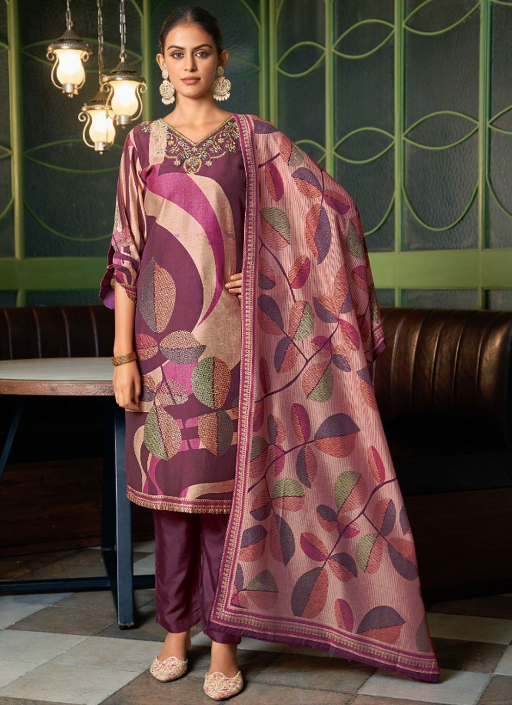 Silk, Viscose Salwar Suit - T3757