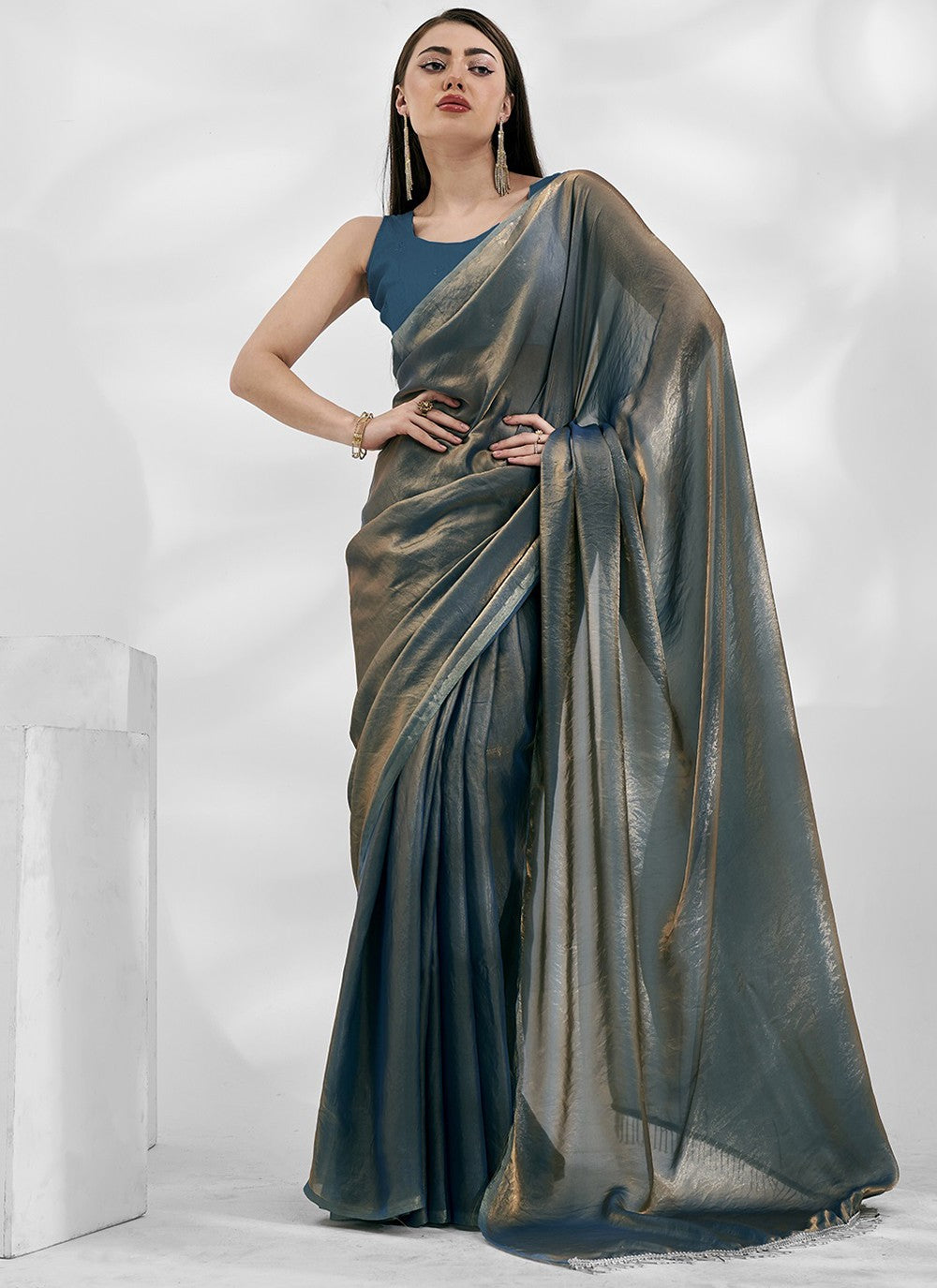 Classic Border Work Chiffon, Satin Saree - S5283