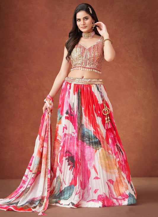 Printed Georgette Readymade Lehenga Choli - L2909