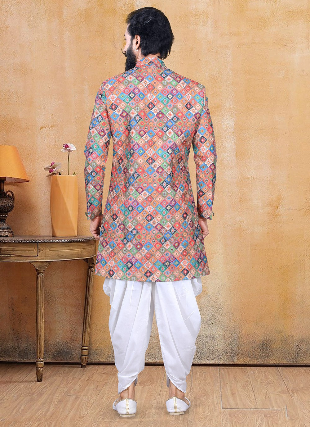 Printed Lucknowi Multi Colour Dhoti Kurta - M3355