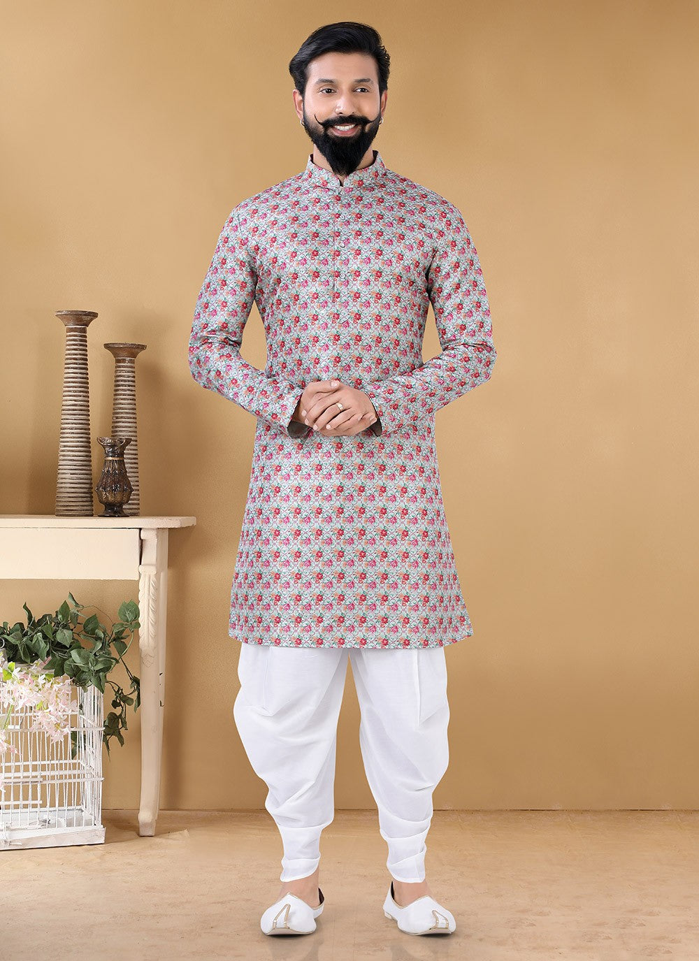 Printed Jacquard Multi Colour Dhoti Kurta - M3169