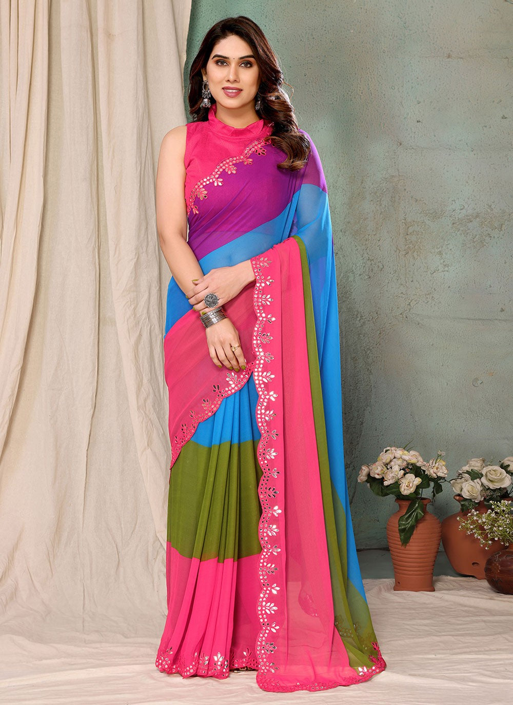 Classic Printed Georgette Saree - S6413