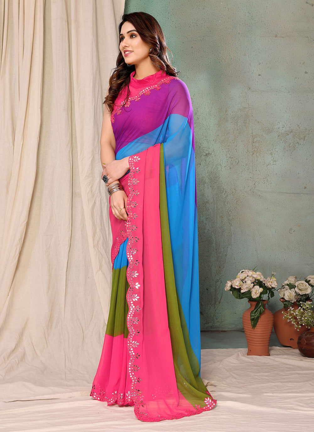 Classic Printed Georgette Saree - S6413