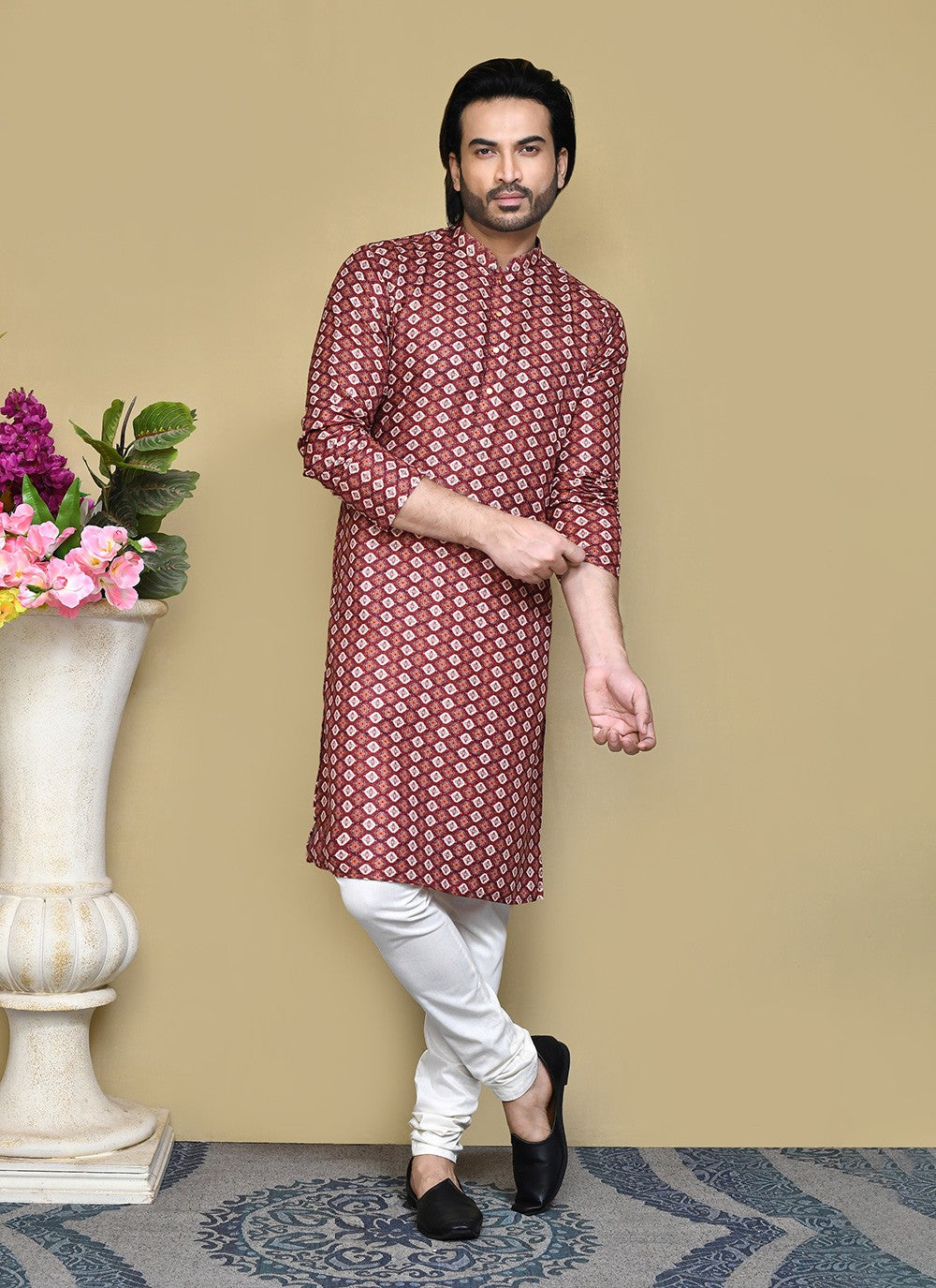 Printed Cotton , Rayon Multi Colour Kurta Pyjama - M7806