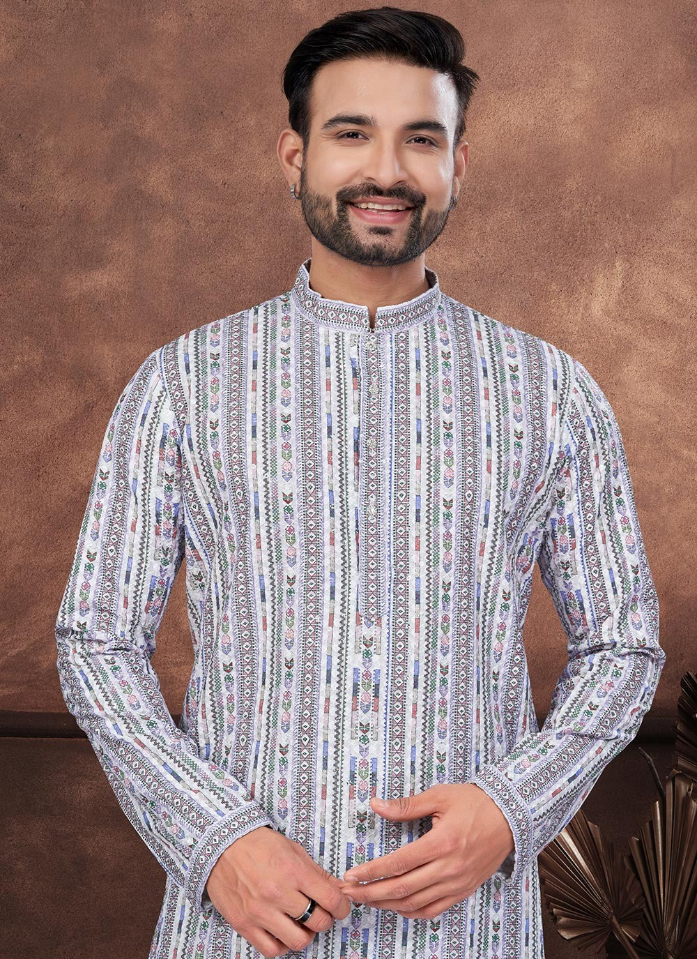 Digital Print Rayon Multi Colour Kurta Pyjama - M8684