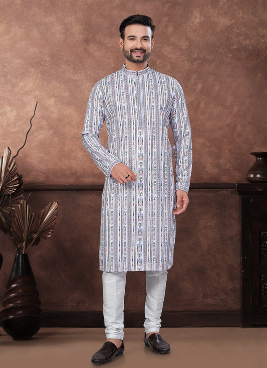 Digital Print Rayon Multi Colour Kurta Pyjama - M8684