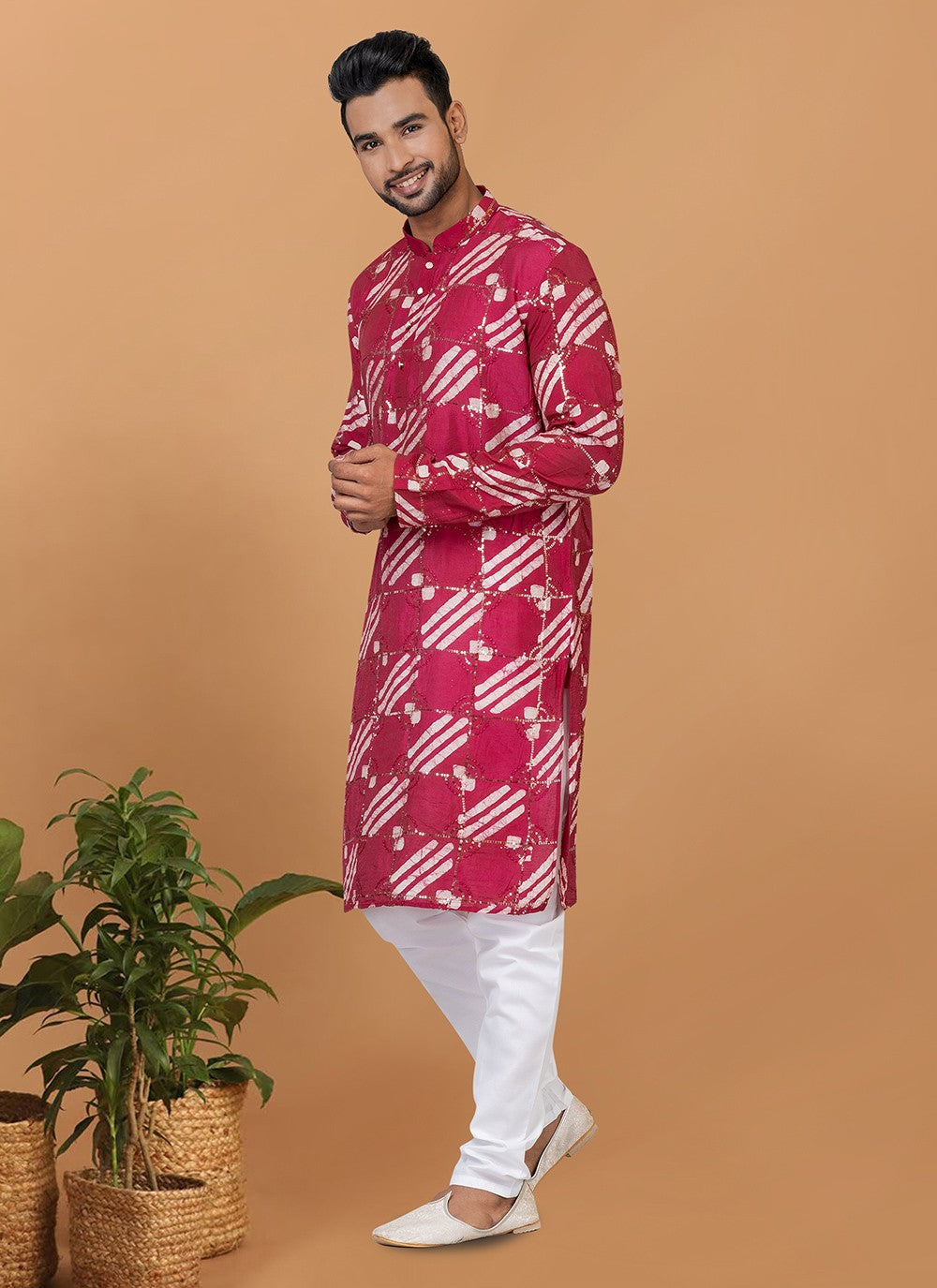 Embroidered Chanderi Multi Colour Kurta Pyjama - M6257