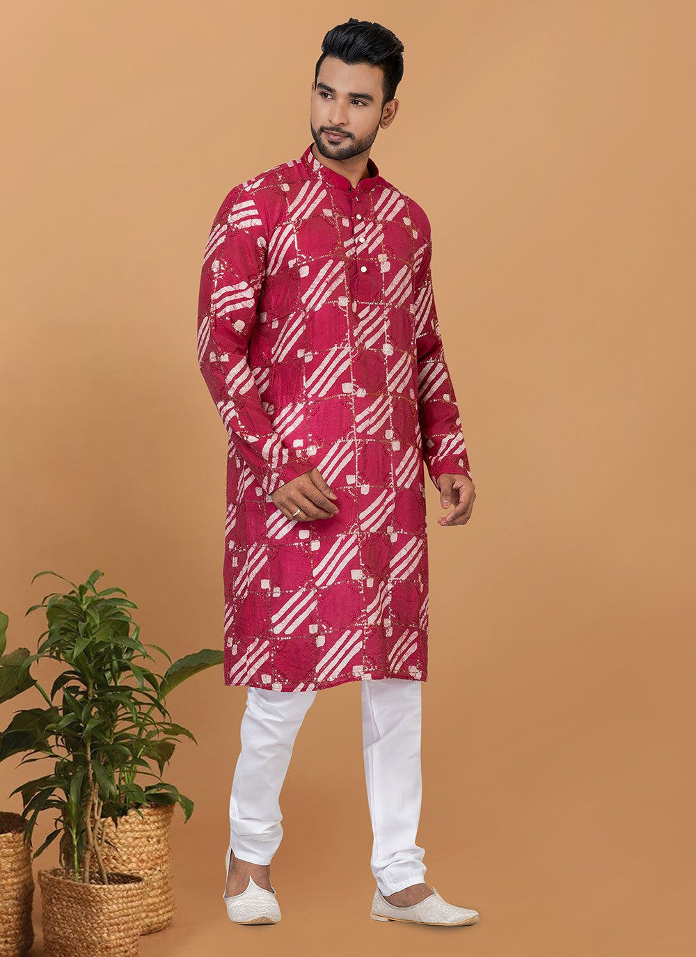 Embroidered Chanderi Multi Colour Kurta Pyjama - M6257