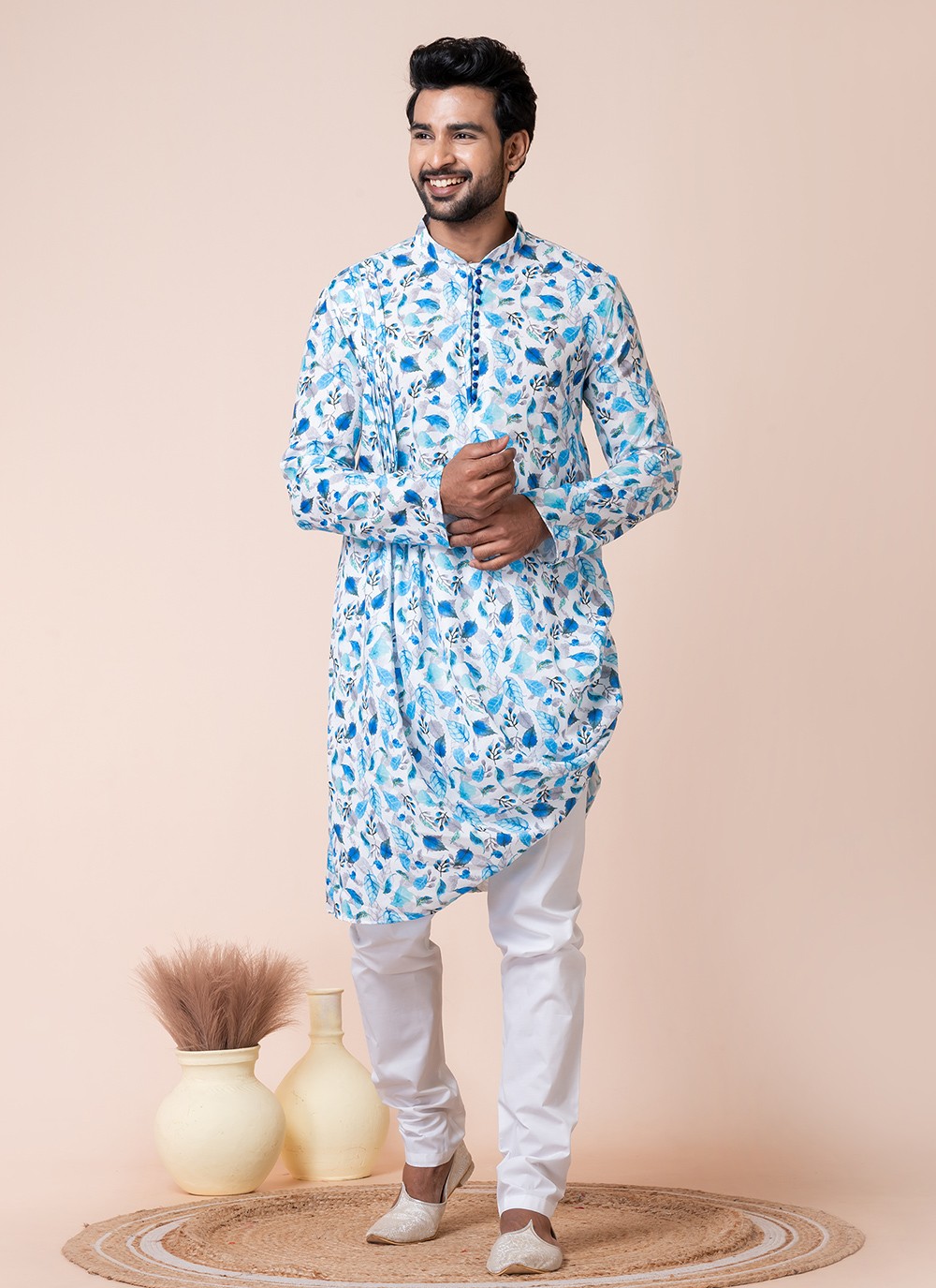 Printed Cotton Multi Colour Kurta Pyjama - M8591