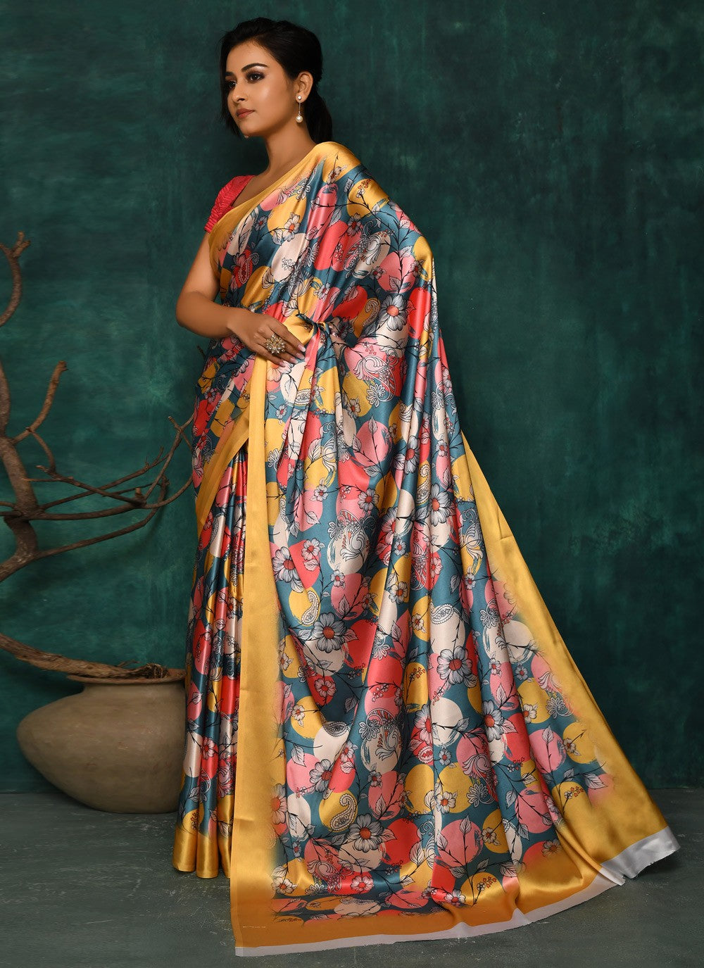 Classic Digital Print Faux Georgette Saree - S2342