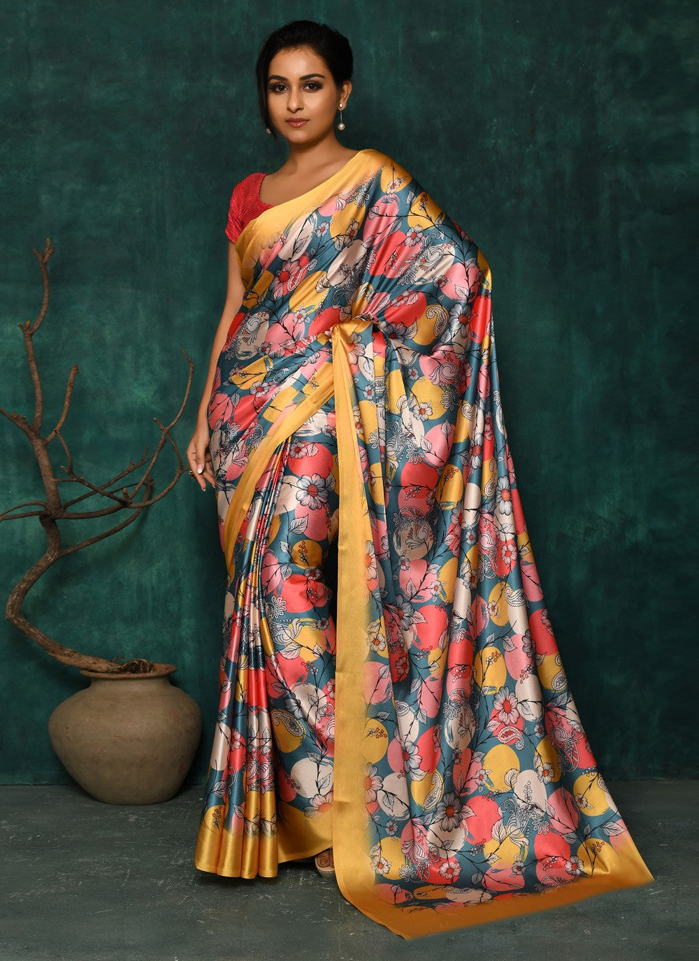 Classic Digital Print Faux Georgette Saree - S2342