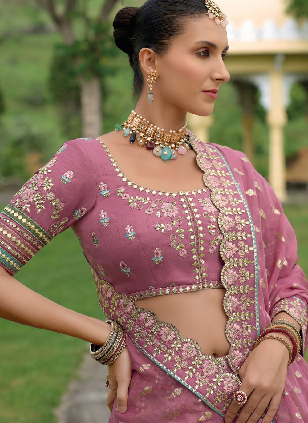 Embroidered Silk Lehenga - L3142