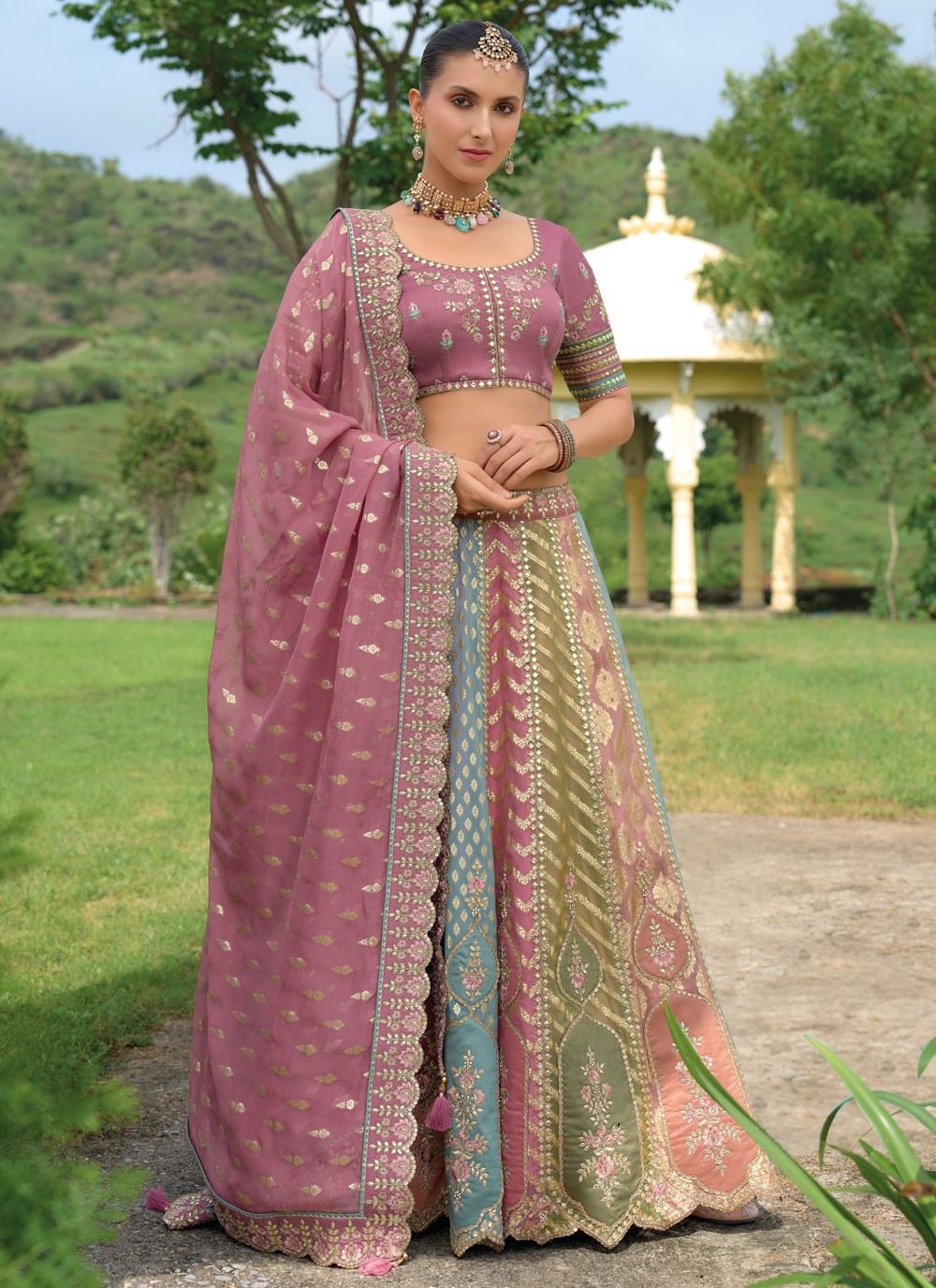 Embroidered Silk Lehenga - L3142