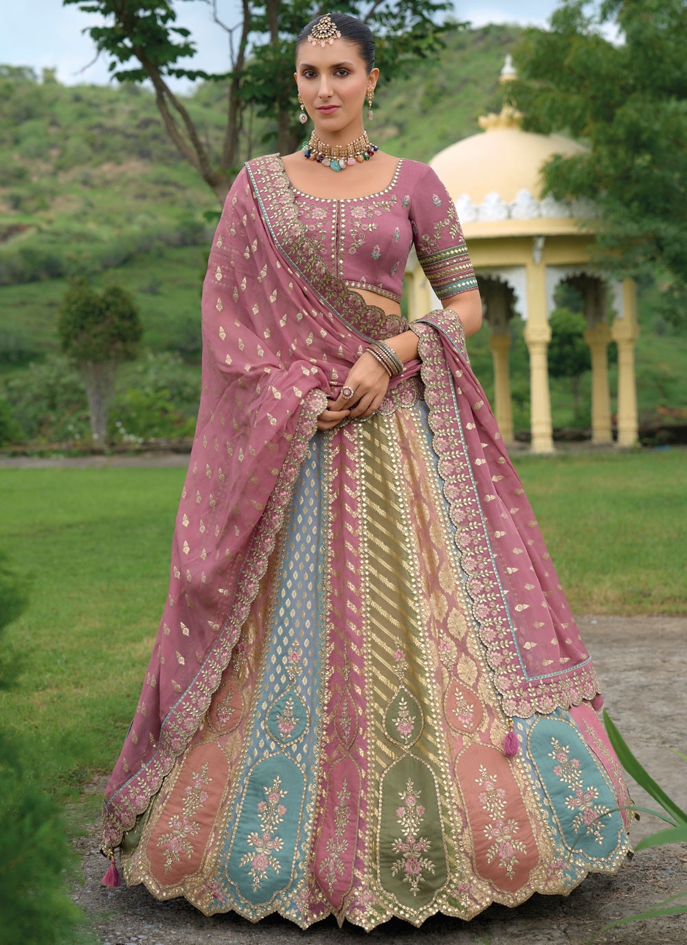 Embroidered Silk Lehenga - L3142