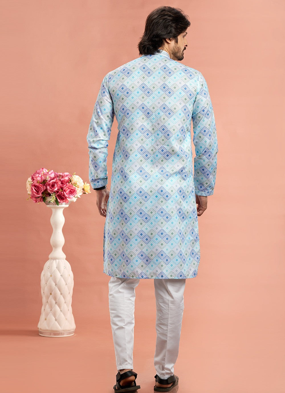 Digital Print Cotton Multi Colour Kurta Pyjama - M7085