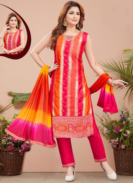 Weaving Zari Silk Salwar Suit - T4385