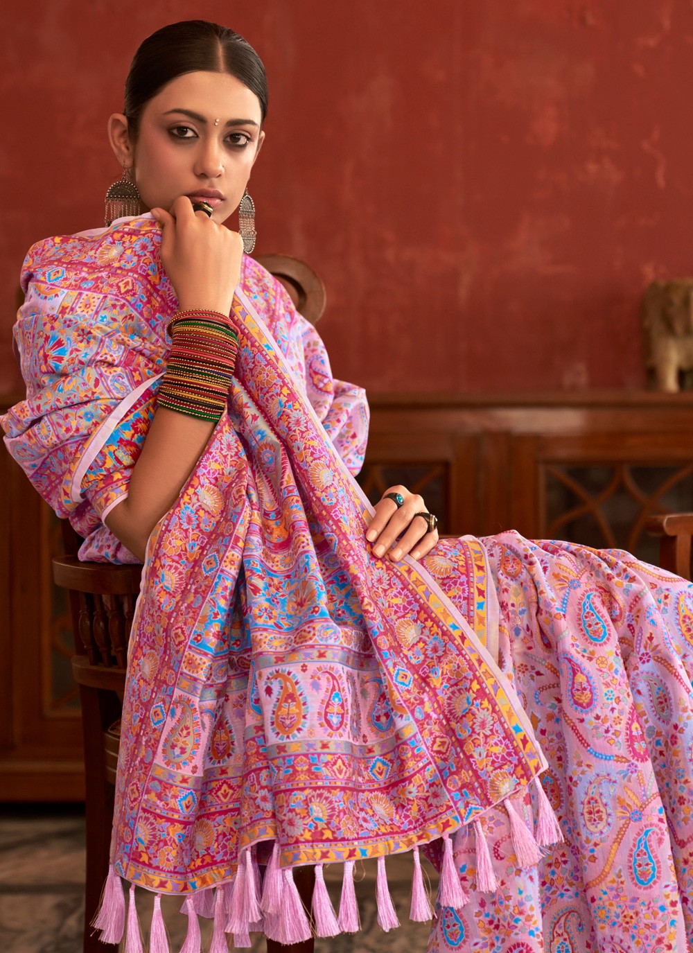 Classic Weaving Zari Pashmina Silk Saree - S3492