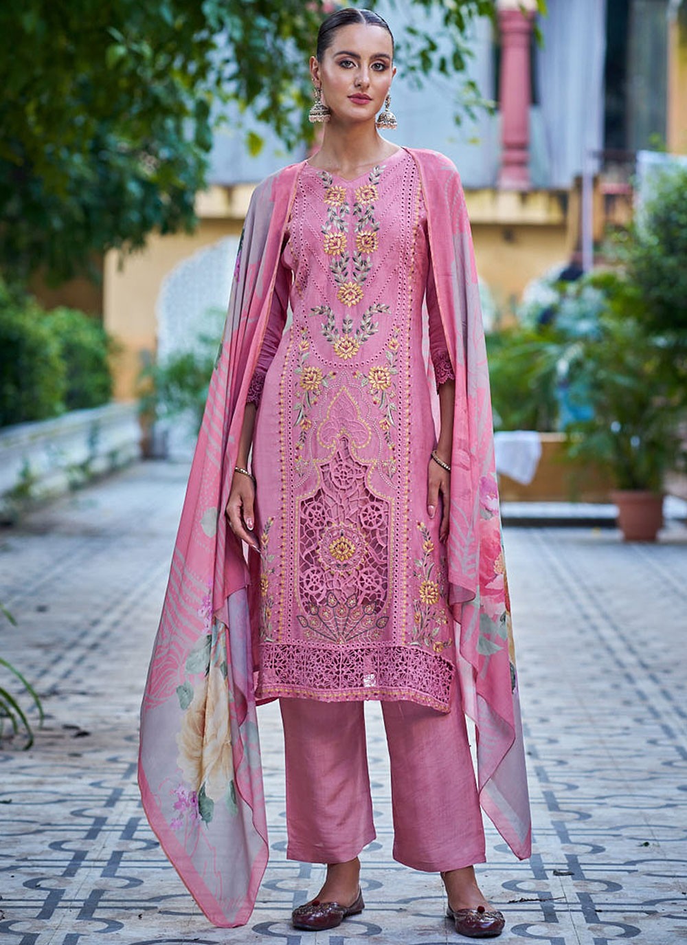 Cut Work Muslin Salwar Suit - T4287