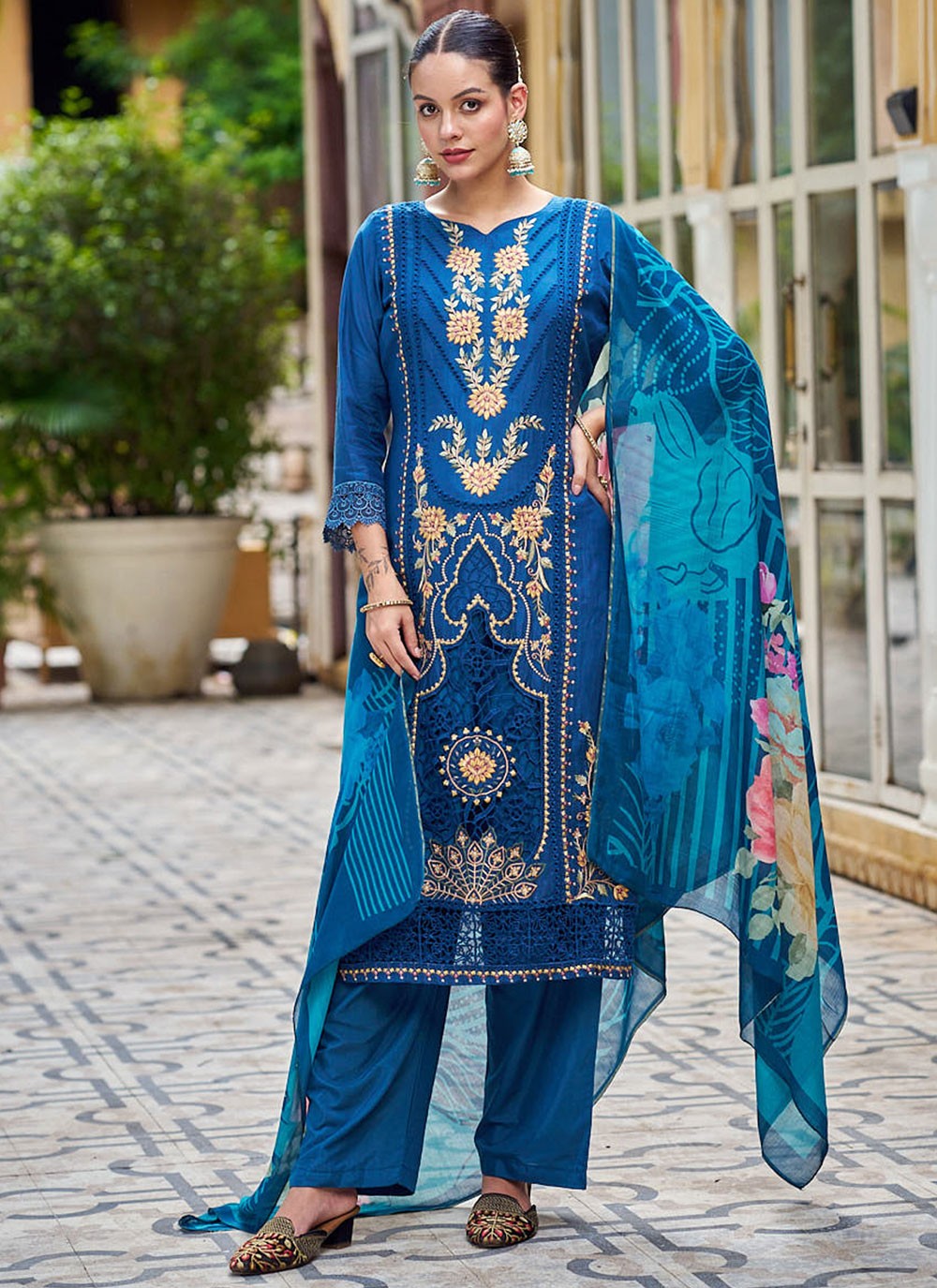 Cut Work Muslin Salwar Suit - T4287