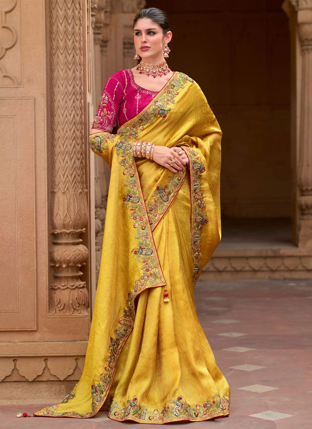 Classic Border Work Organza, Silk Saree - S8699