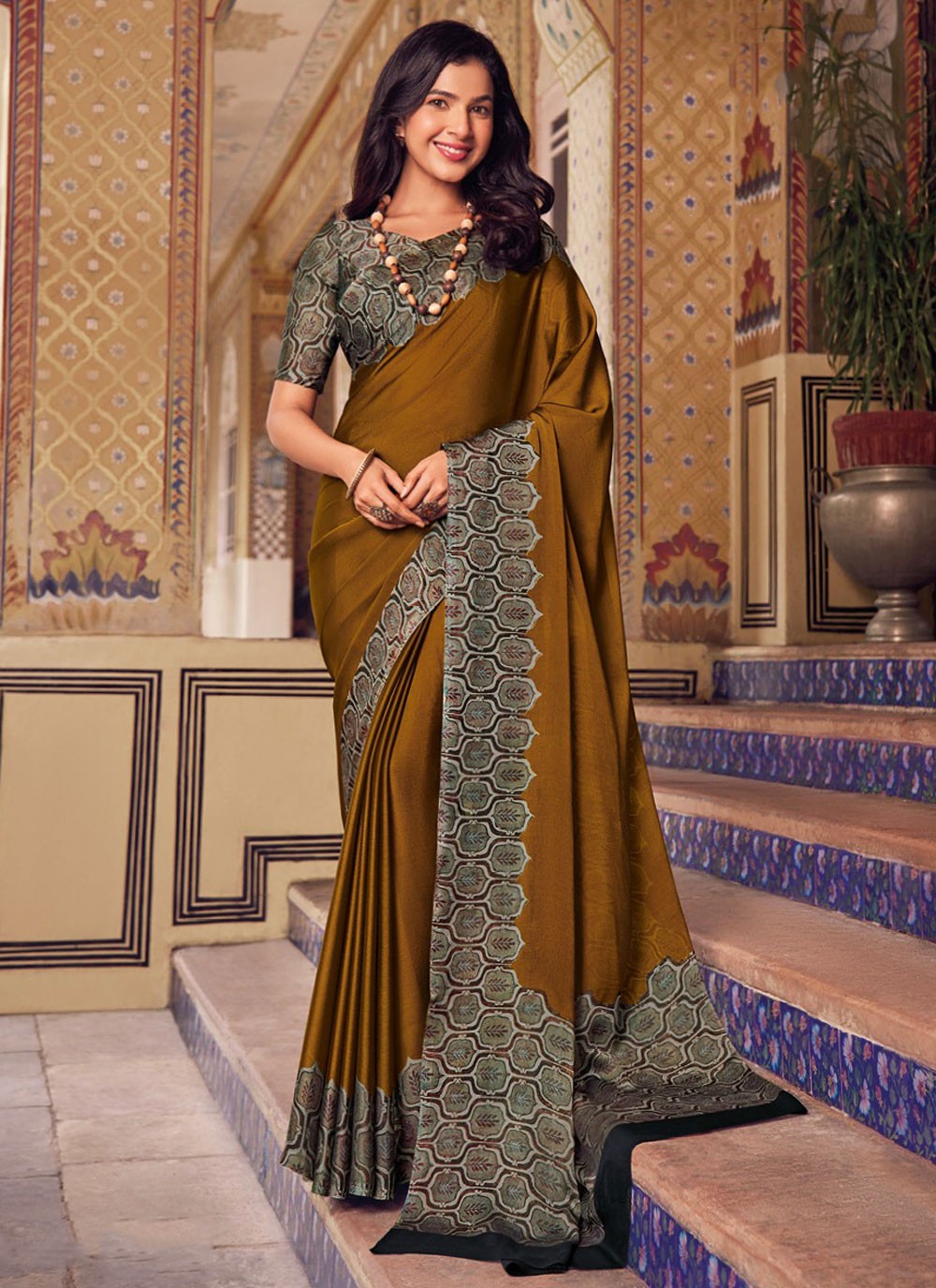 Classic Printed Chiffon Saree - S9058