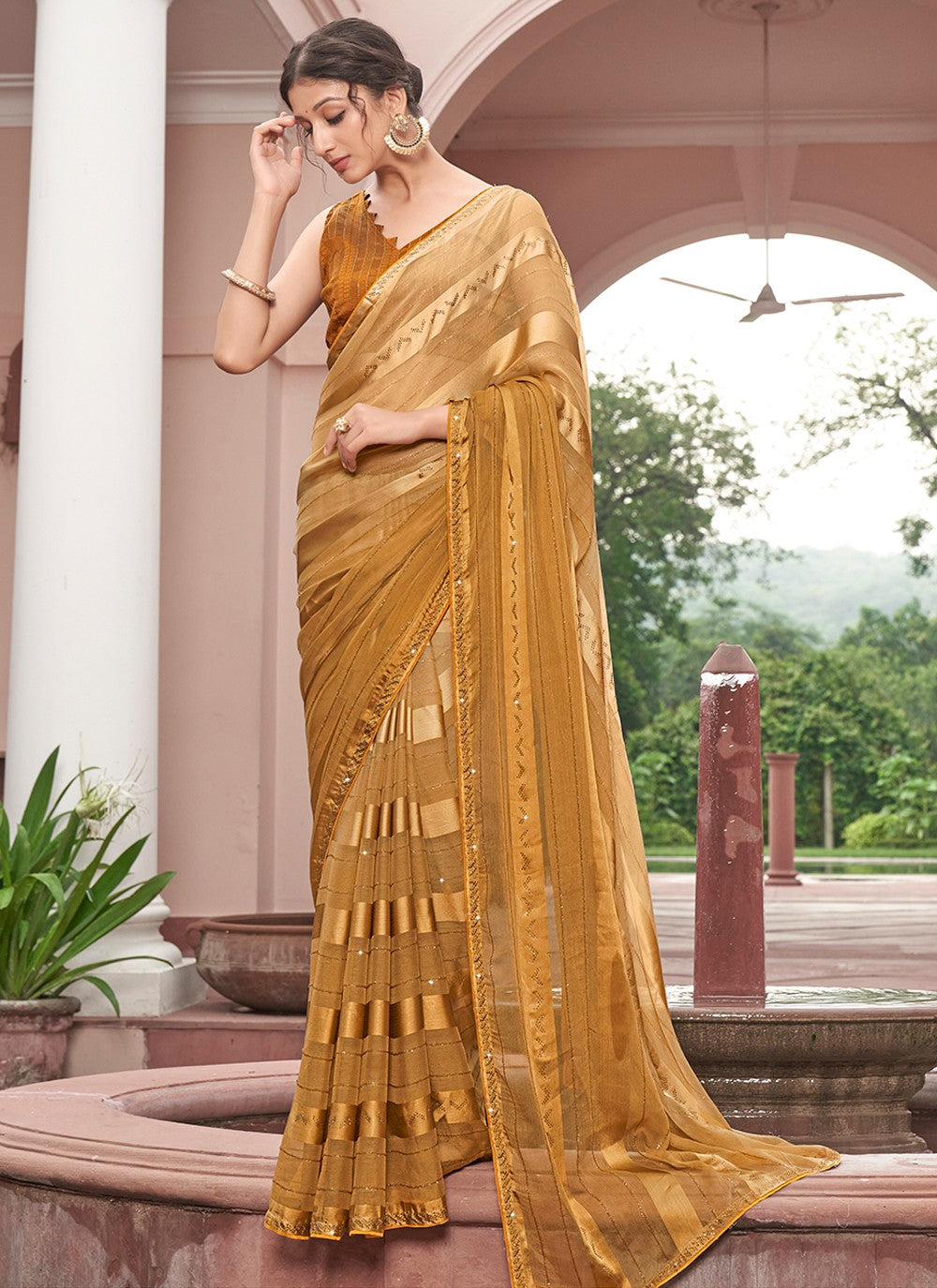 Contemporary Sequins Chiffon Saree - S3323