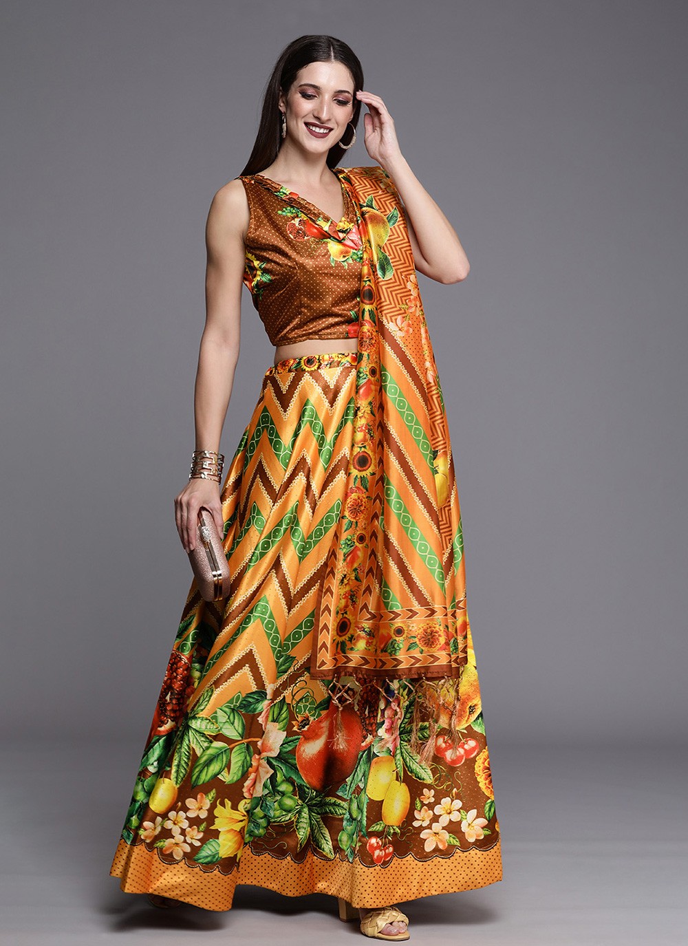 Digital Print Satin A - Line Lehenga - L2075