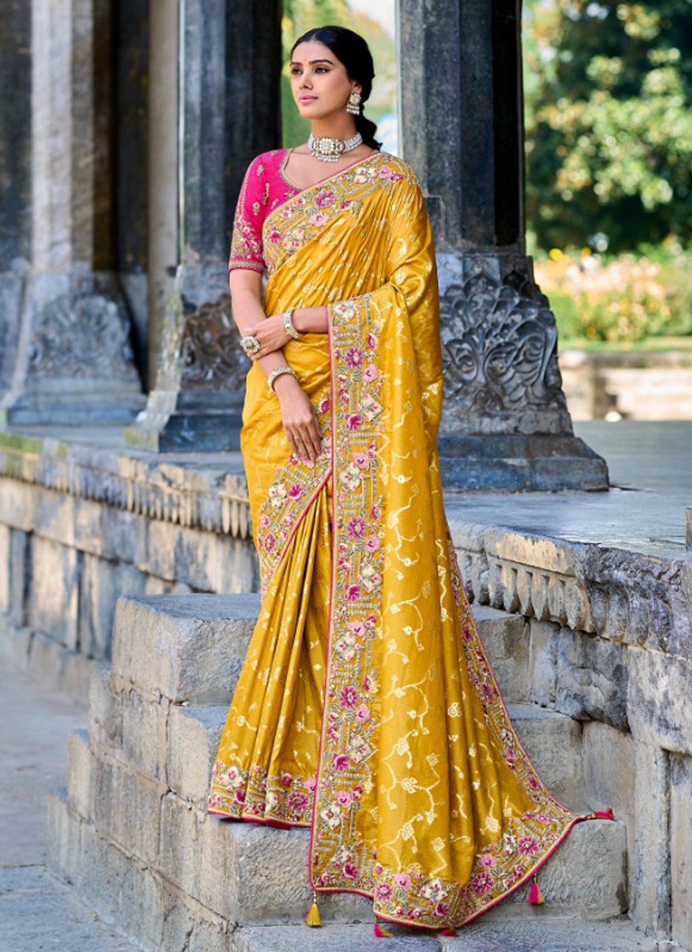 Classic Embroidered Silk Saree - S3890