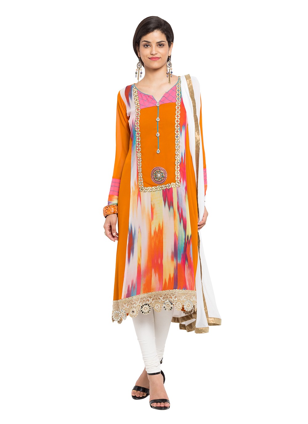 Faux Georgette Churidar Suit - T358