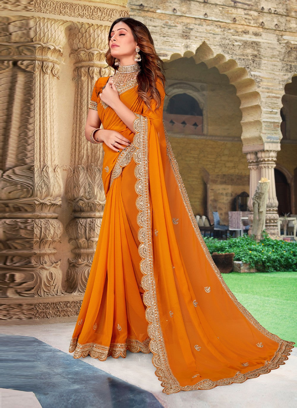 Saree Embroidered Georgette Saree - S3132