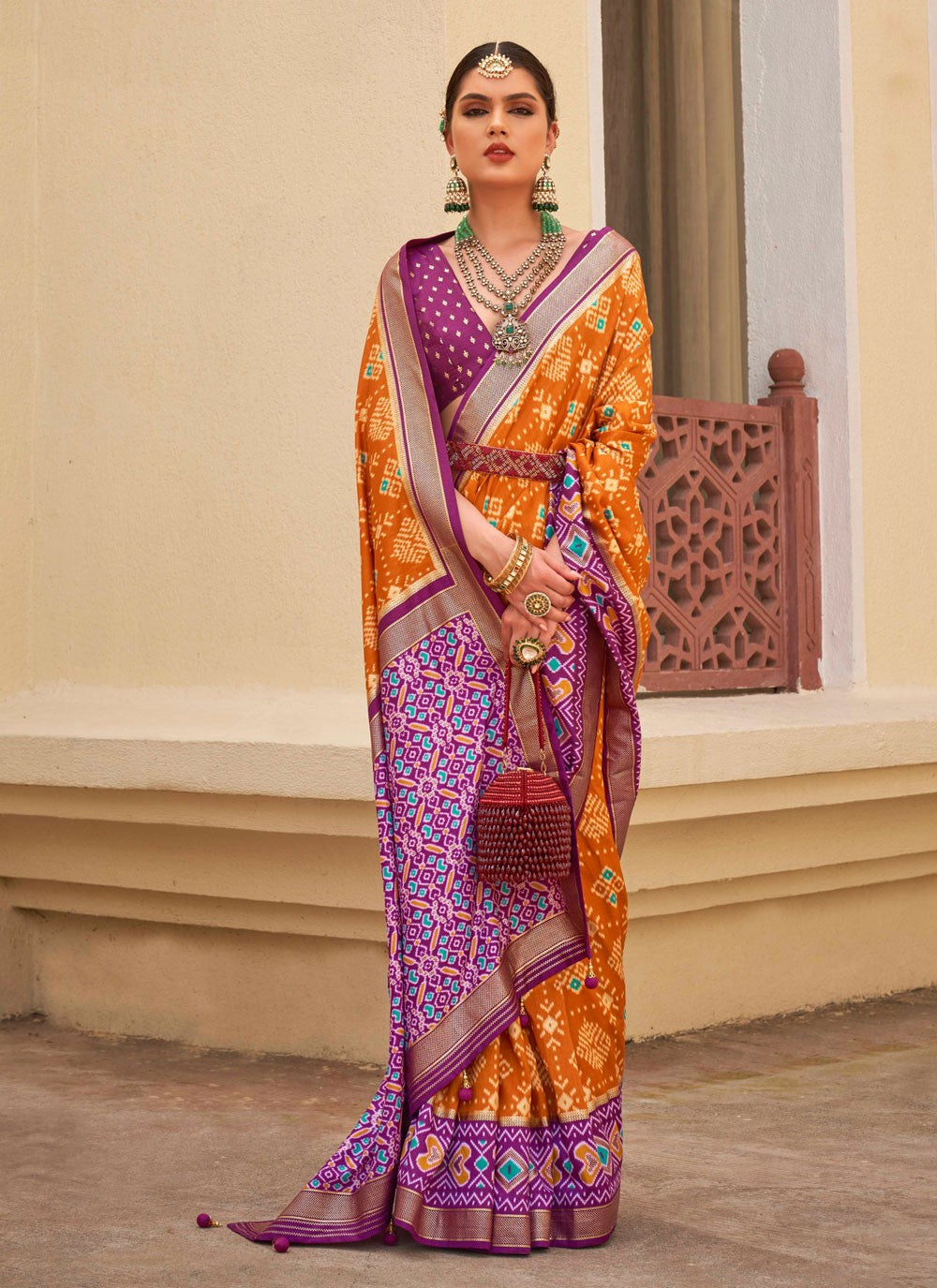 Trendy Patola Print Silk Saree - S4210