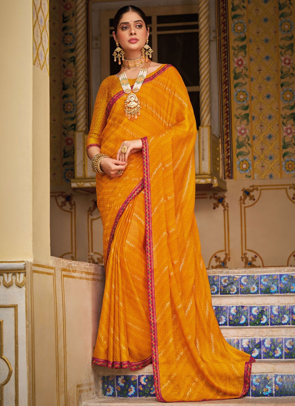 Classic Printed Georgette Saree - S9339