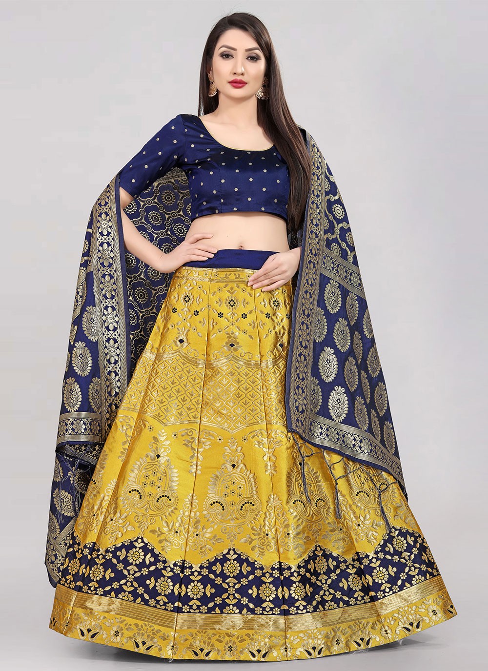 Jacquard Work Banarasi Silk, Jacquard A - Line Lehenga - L0732