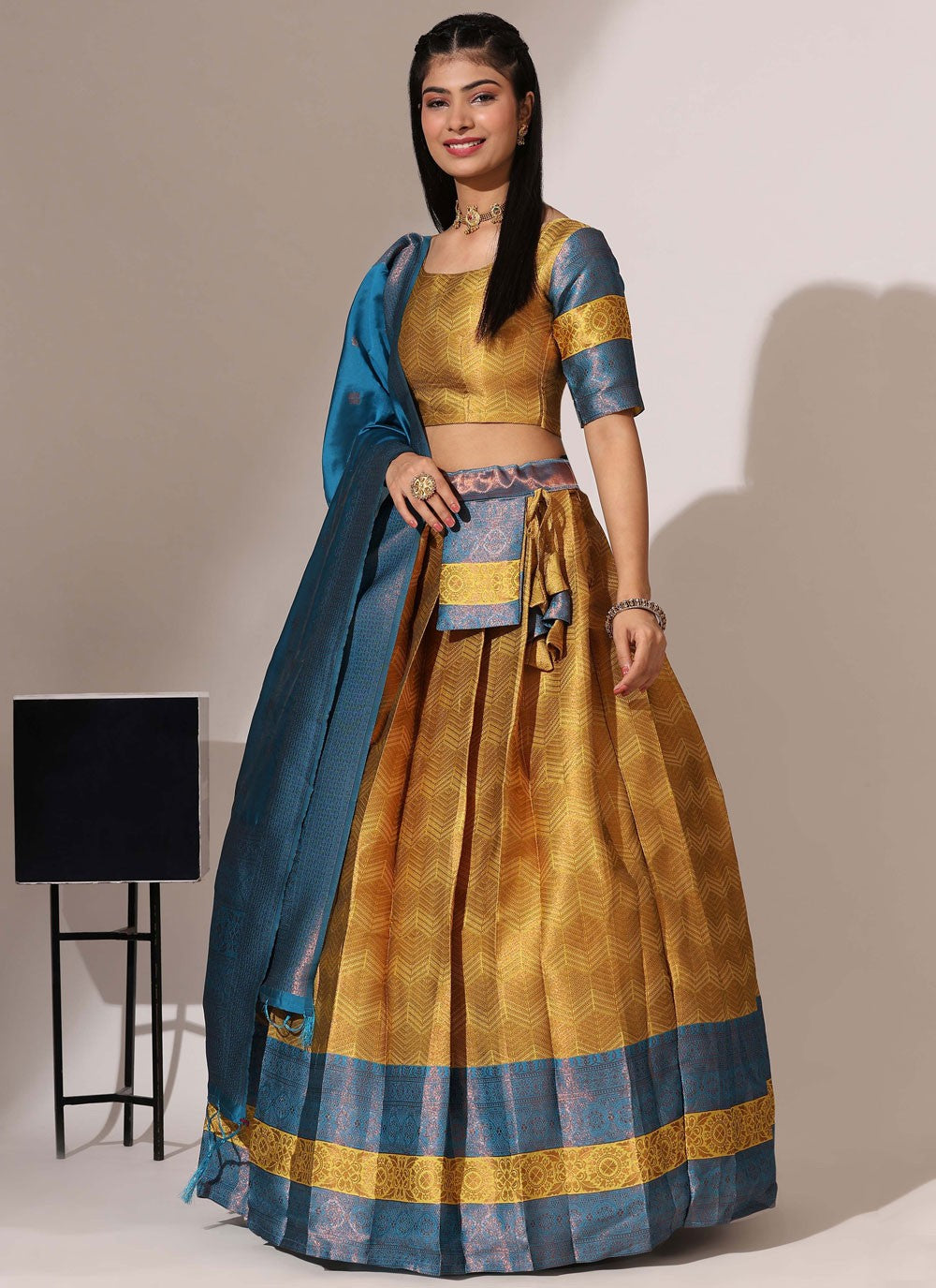 Woven Silk A - Line Lehenga - L2568