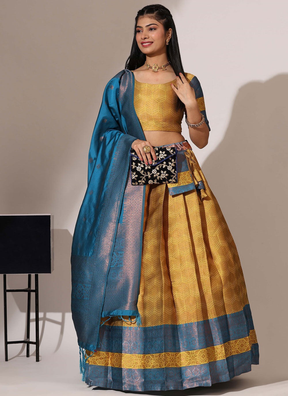 Woven Silk A - Line Lehenga - L2568