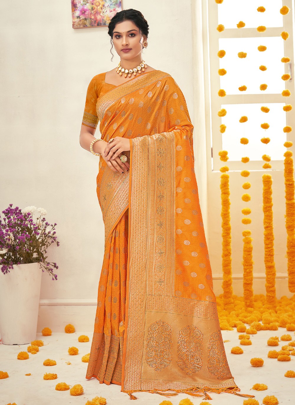 Trendy Embroidered Silk Saree - S2002