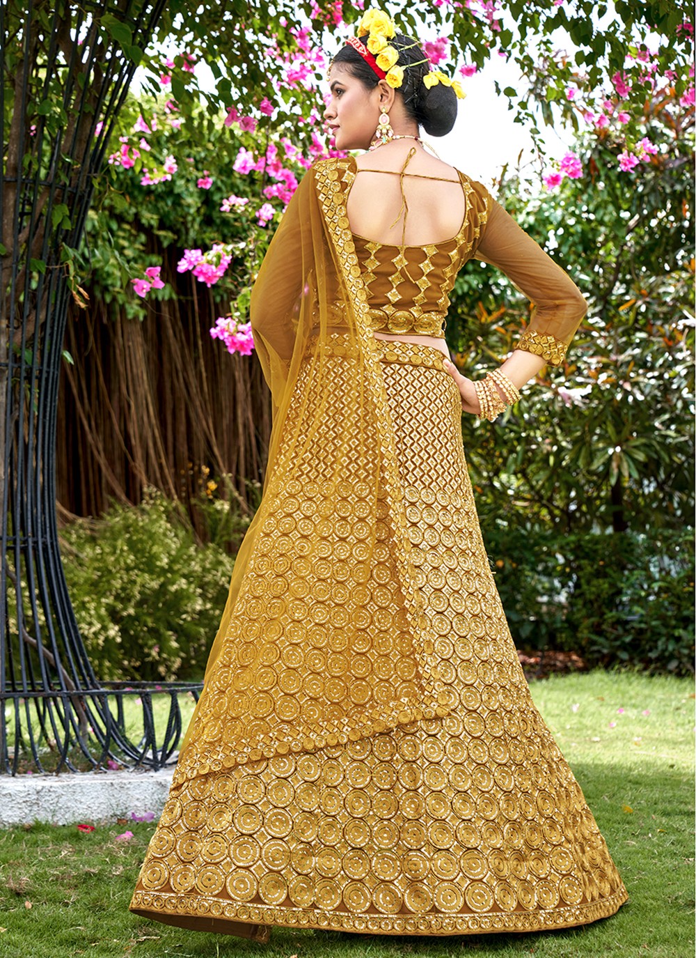 Embroidered Net A - Line Lehenga - L1045