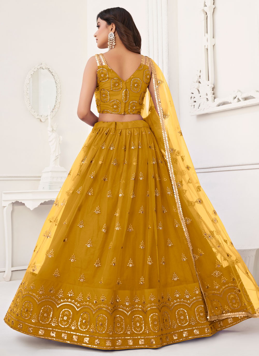 Embroidered Net A - Line Lehenga - L1589