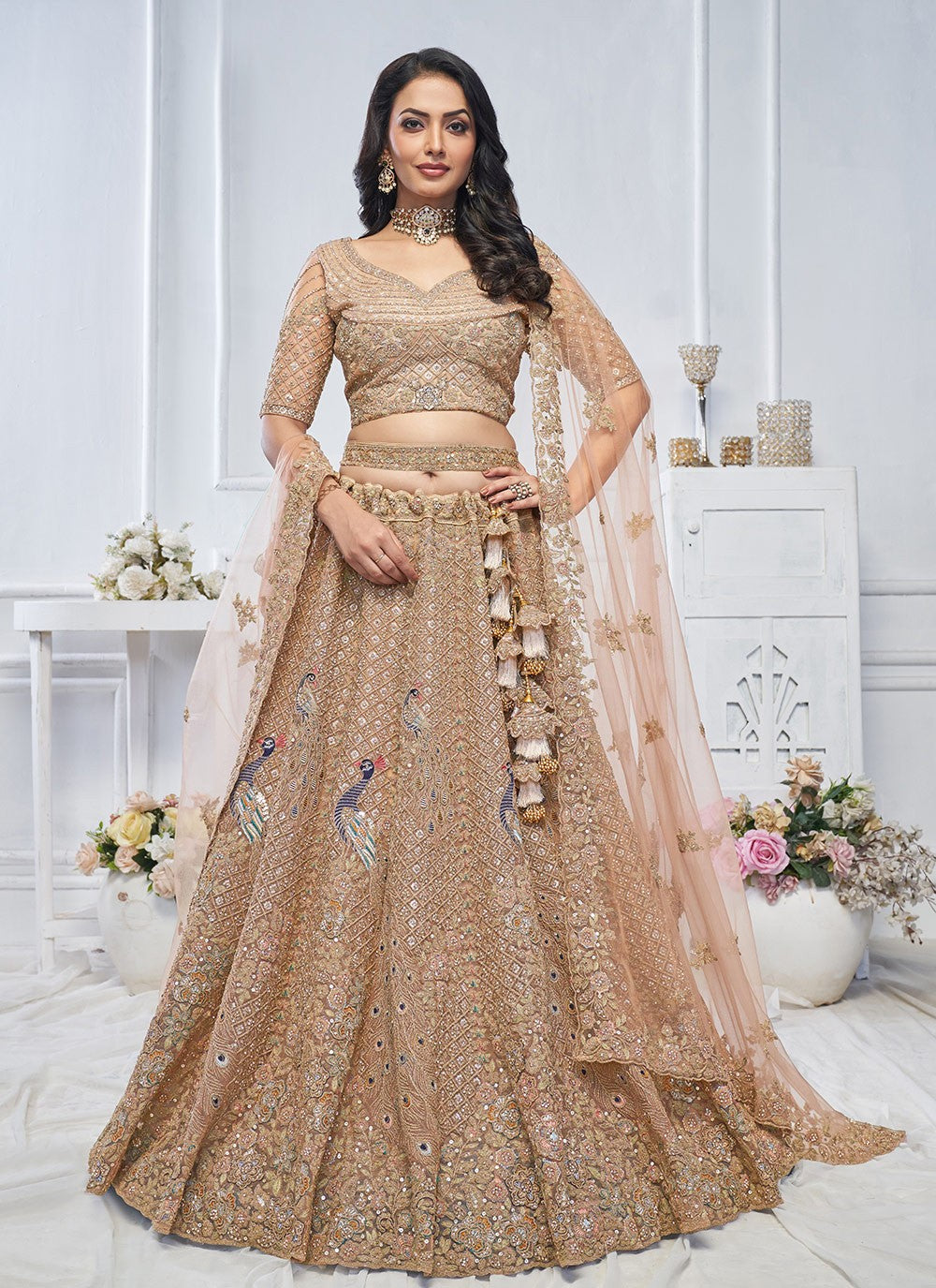 Embroidered Net A - Line Lehenga - L2762