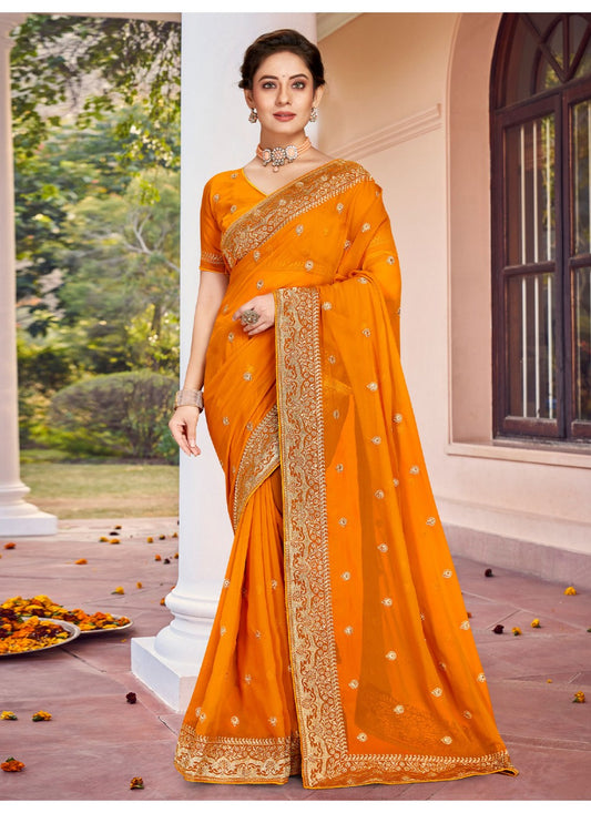 Classic Embroidered Georgette Saree - S1855