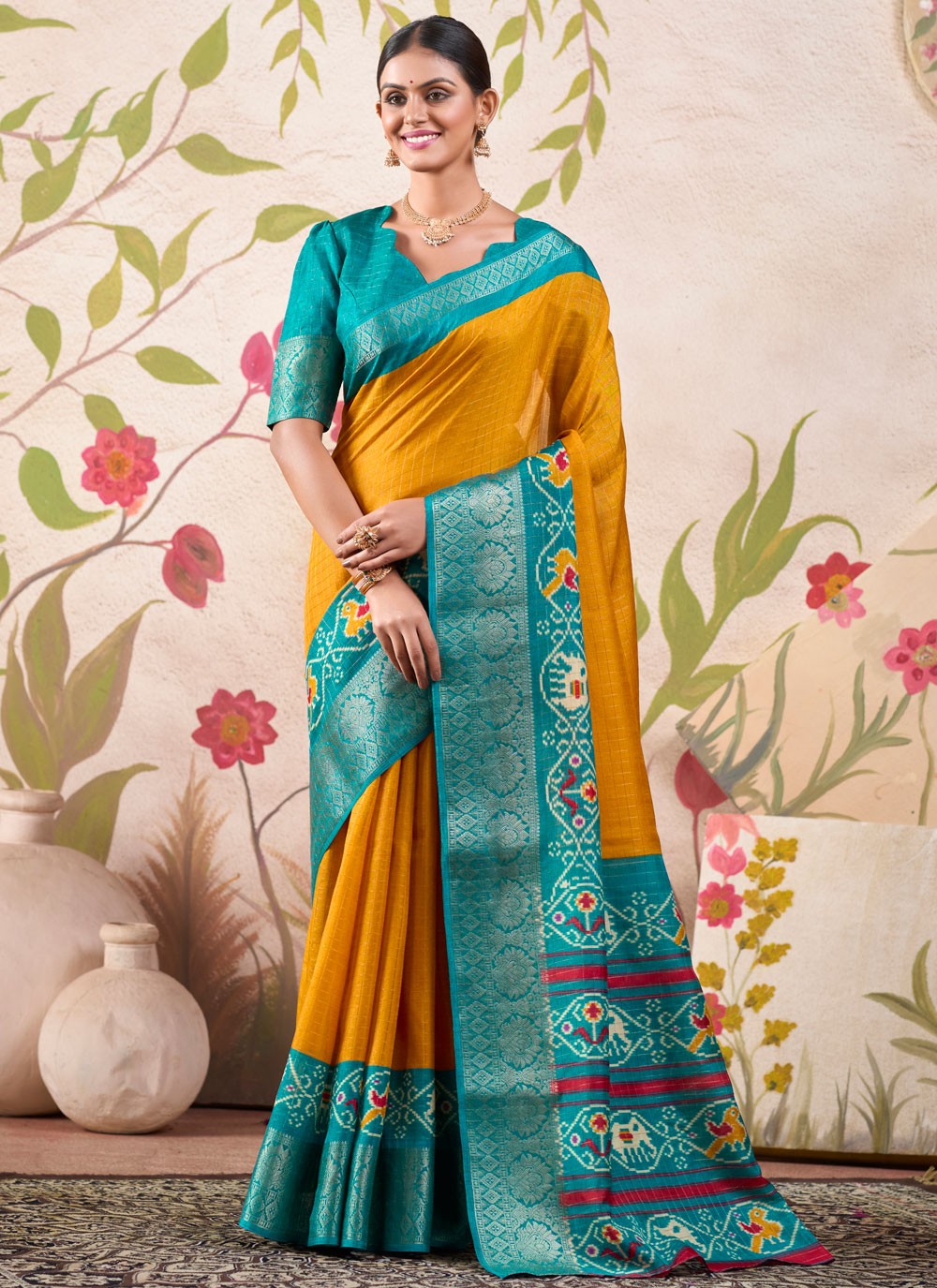 Traditional Border Work Tussar Silk Violet Saree - S10991