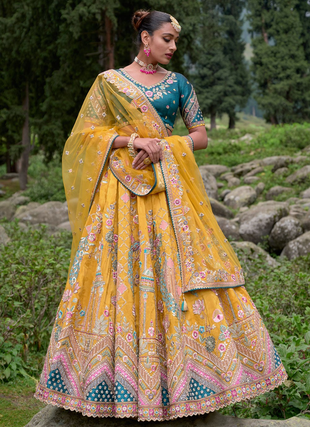 Embroidered Silk, Viscose A - Line Lehenga - L1321