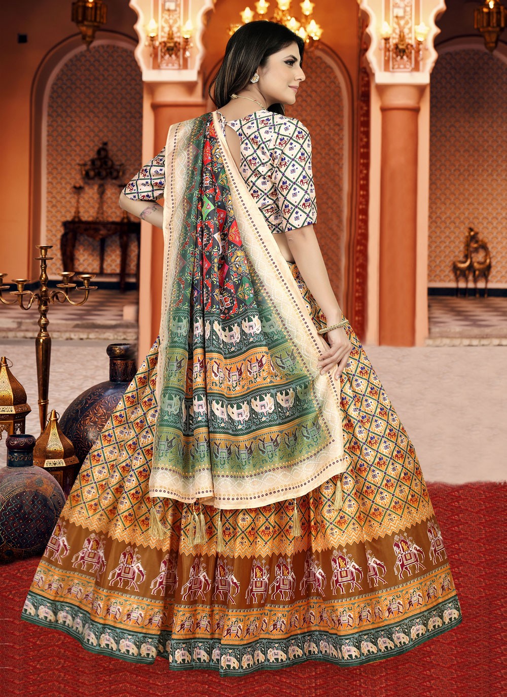 Digital Print Silk A - Line Lehenga - L1210