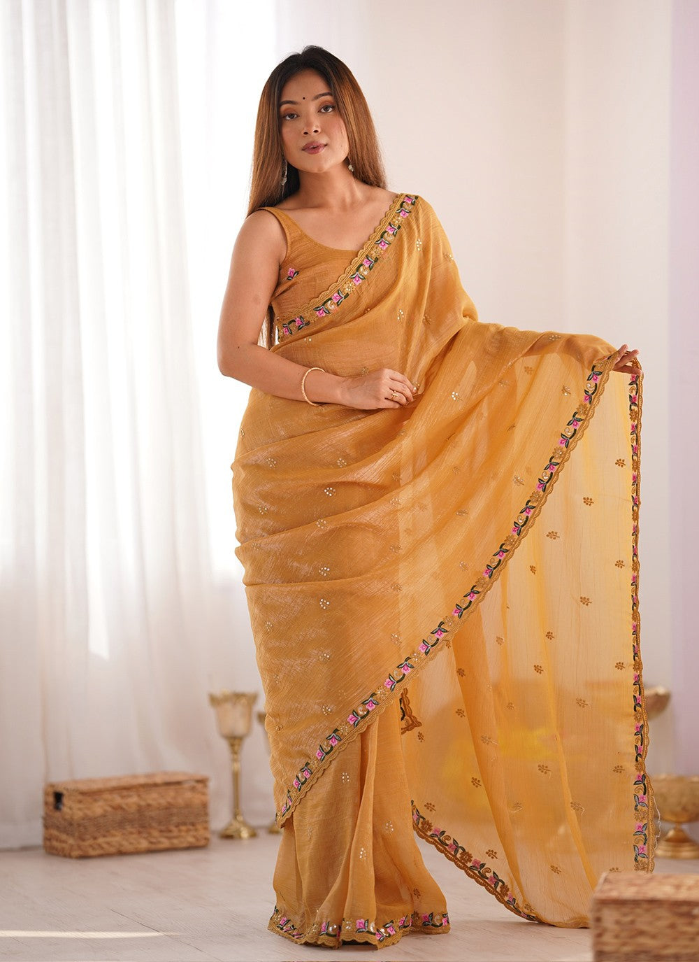 Classic Embroidered Silk Saree - S10193