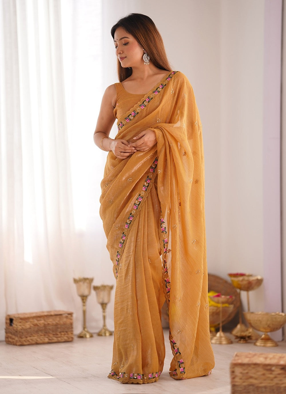 Classic Embroidered Silk Saree - S10193