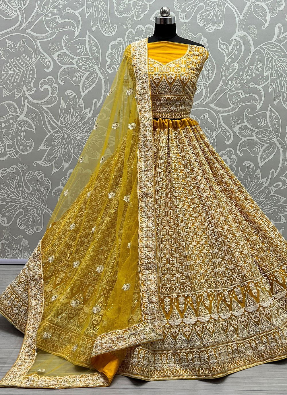 Embroidered Net A - Line Lehenga - L0681