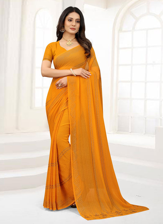 Trendy Stones Faux Chiffon Saree - S1497