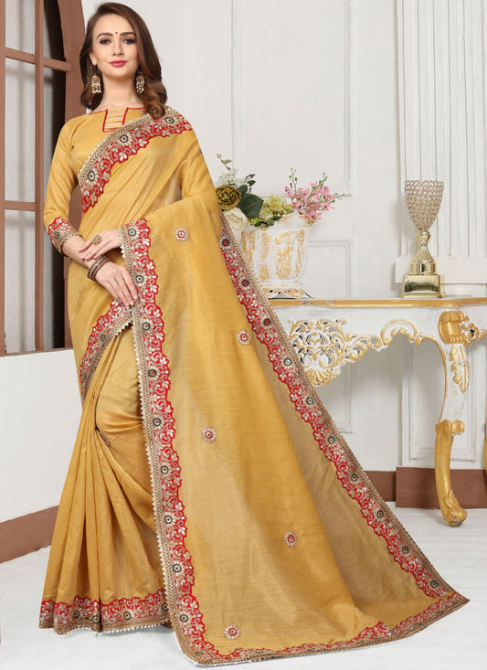 Trendy Embroidered Cotton Silk Saree - S0039