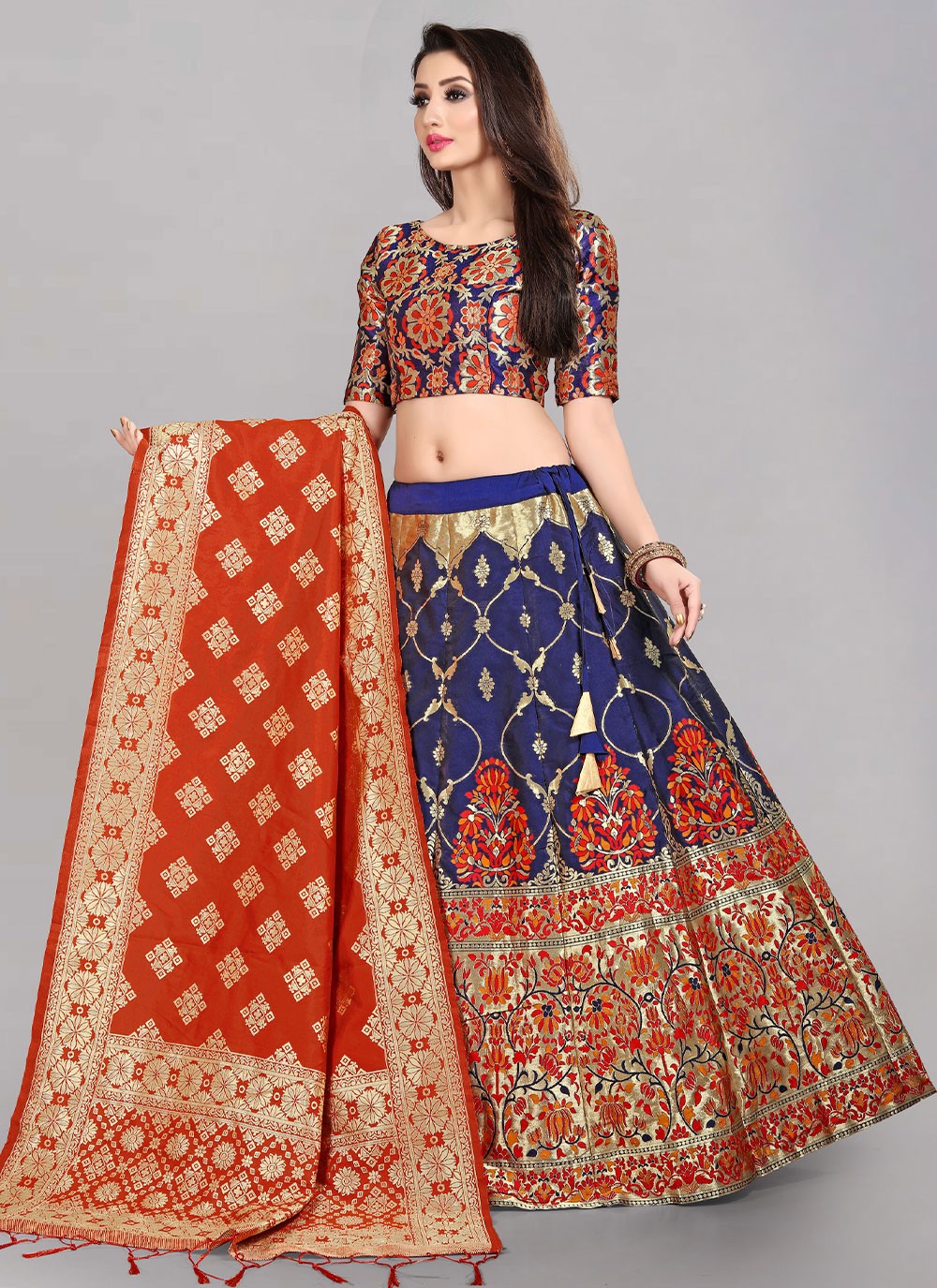 Jacquard Work Banarasi Silk, Jacquard A - Line Lehenga - L0730